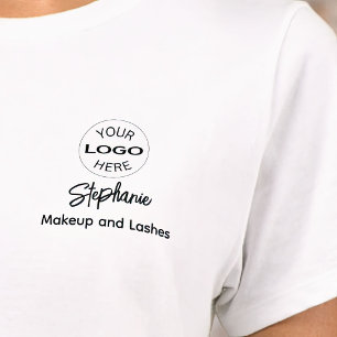 T-shirt Nom d'employé de script noir Maquillage de logo d'