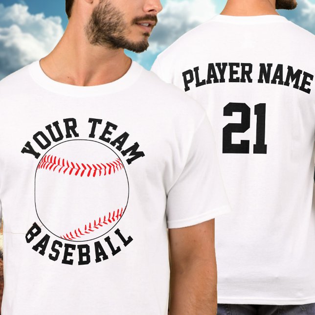 T-shirt Nom d'équipe de baseball personnalisé, nom de joue (Custom baseball team shirts with personalized team name, player name and jersey number.)