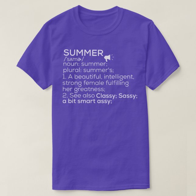 T-shirt Nom d'été Définition d'été Nom de femme d'été S (Design devant)