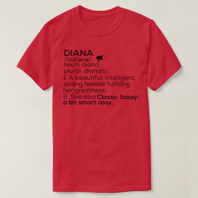 T-shirt Nom Diana Définition Diana Nom féminin (Design devant)