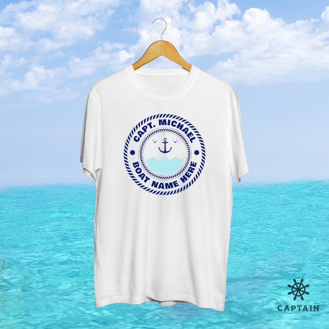 T-shirt Nom du bateau d'Ancre nautique du capitaine person (Créateur téléchargé)