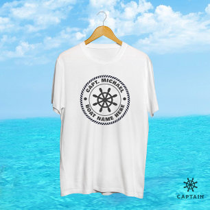 T-shirt Nom du bateau de roue de bateau nautique du capita