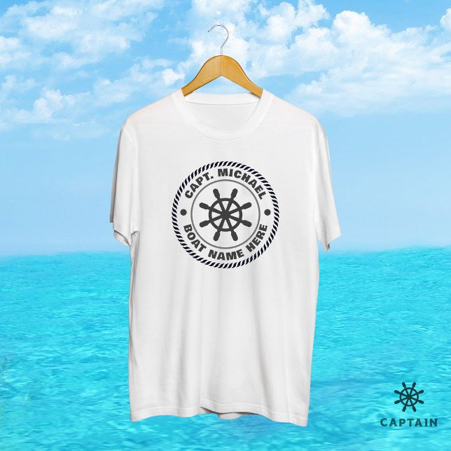 T-shirt Nom du bateau de roue de bateau nautique du capita (Créateur téléchargé)