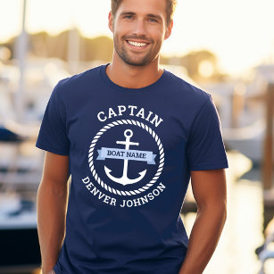 T-shirt Nom du bateau-frontière de la corde d'ancrage du c