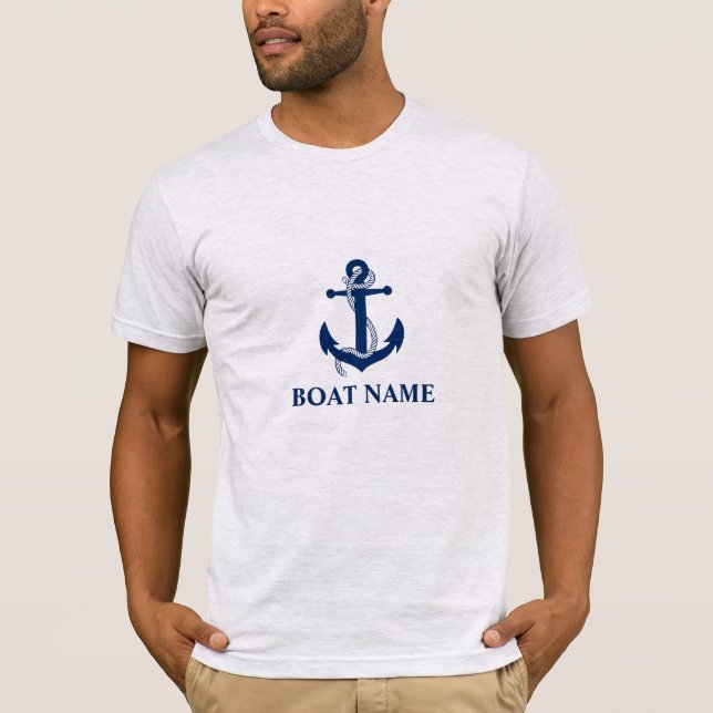 T-shirt Nom du bateau nautique Ancre corde gris (Devant)
