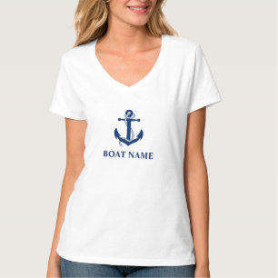 T-shirt Nom du bateau nautique Ancre corde W