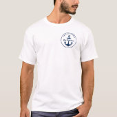 T-shirt Nom du capitaine et du bateau bleu marine (Devant)