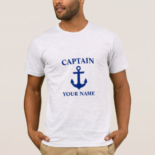 T-shirt Nom du capitaine nautique Ancre gris
