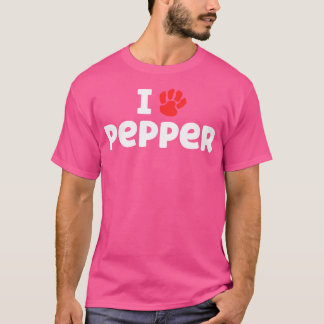 T-shirt Nom du chien Poivre Paw Love Cute Propriétaire de