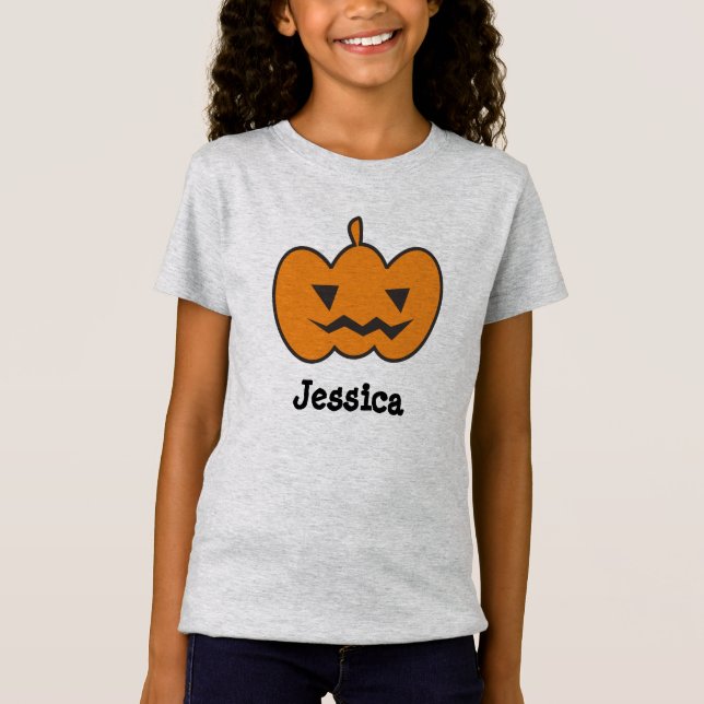 T-Shirt Nom du client Citrouille Halloween (Devant)