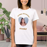 T-shirt Nom du coeur photo<br><div class="desc">Personnalisez et ajoutez un nom et une photo dans le cadre en forme de coeur.</div>