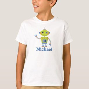 T-shirt Nom du Cool robot Blue Green Kids