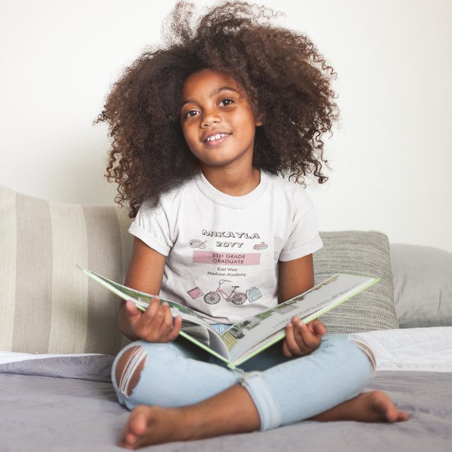 T-Shirt Nom du diplôme élémentaire mignon | Année | École (Créateur téléchargé)
