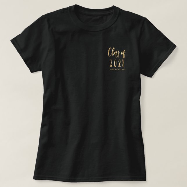 T-shirt Nom du diplômé Faux Gold Classe Brown de 2021 (Design devant)