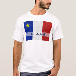 T-shirt Nom du drapeau acadien Nom de famille Grunge déso