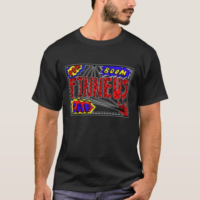 T-shirt Nom du garçon Finneus Spider Web Super Powers (Devant)
