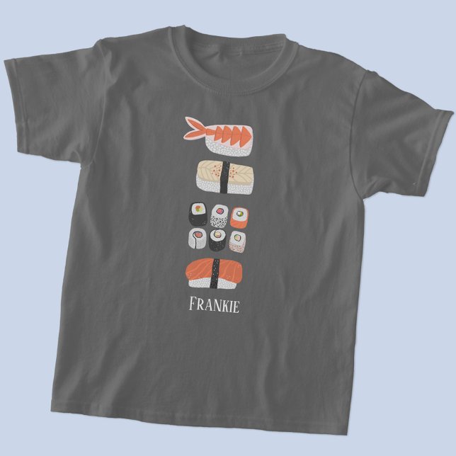 T-shirt Nom du rouleau Sushi Nigiri Sashimi Maki (Sushi Japanese food art double side print personalized name t-shirt for foodies)
