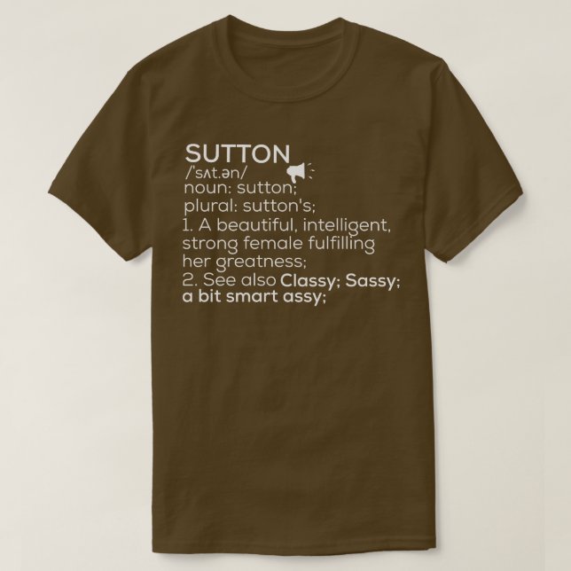 T-shirt Nom Du Sutton Définition Du Sutton Nom De La Femme (Design devant)