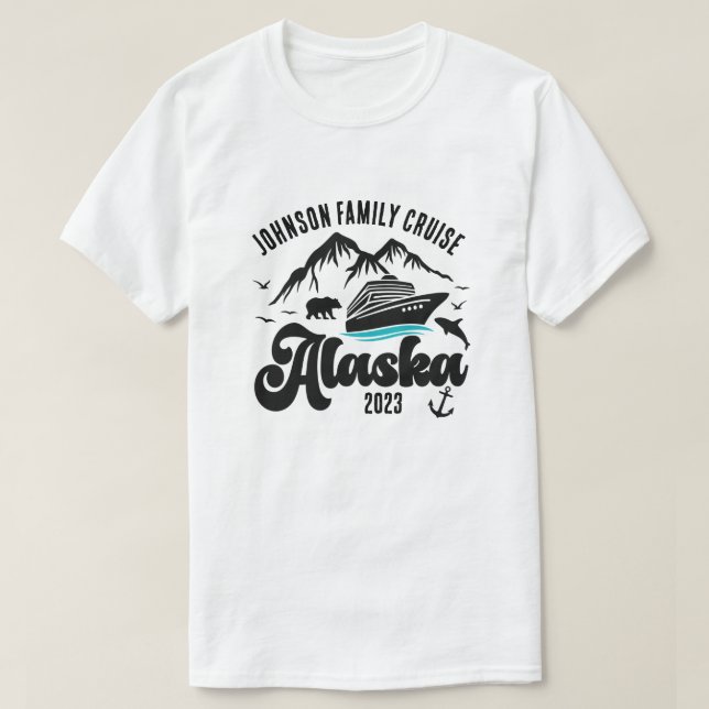 T-shirt Nom et année personnalisés Alaska Cruise (Design devant)