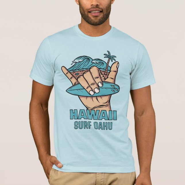 T-shirt Nom et emplacement personnalisés Surf Shaka (Devant)