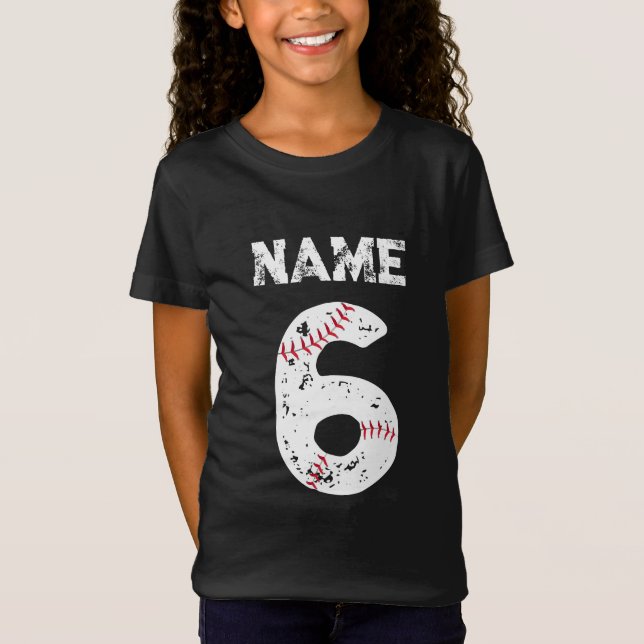 T-Shirt Nom et numéro 6 Baseball, Baseball (Devant)
