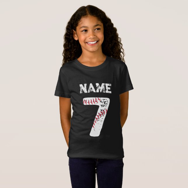 T-Shirt Nom et numéro 7 Baseball, Baseball Team (Devant entier)