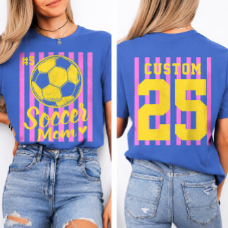 T-shirt Nom et numéro personnalisés de la maman de footbal