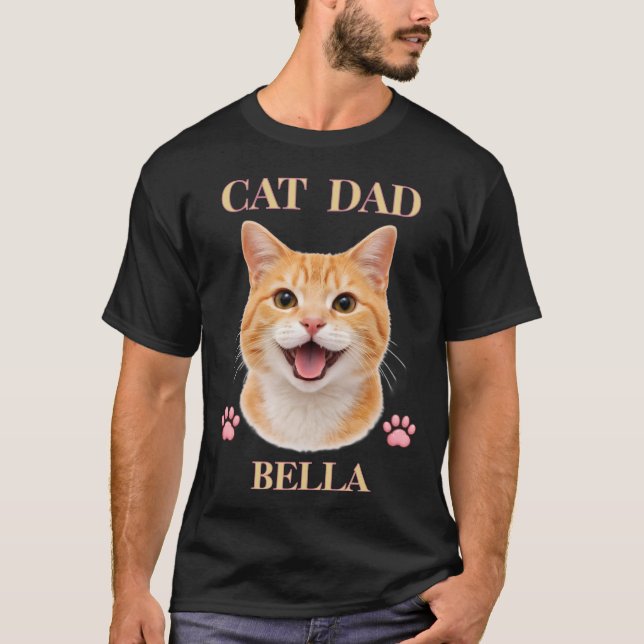 T-shirt Nom et photo de chat de typographie moderne simple (Devant)
