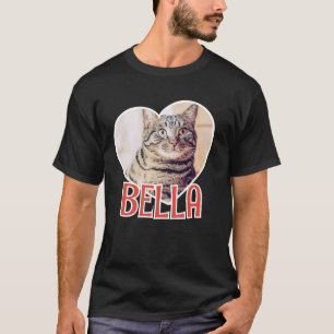 T-shirt Nom et photo du coeur simple et moderne du chat