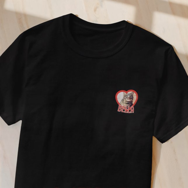 T-shirt Nom et photo du coeur simple et moderne du chat (Créateur téléchargé)