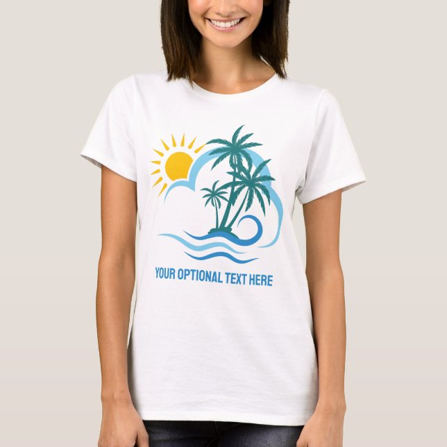 T-shirt Nom et texte personnalisés Îles tropicales (Devant)