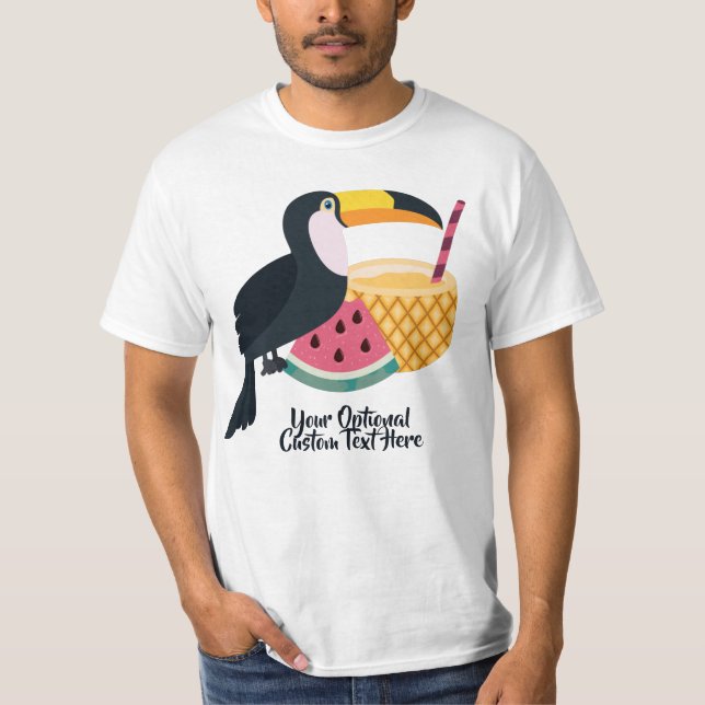 T-shirt Nom et texte personnalisés Illustration Toucan (Devant)