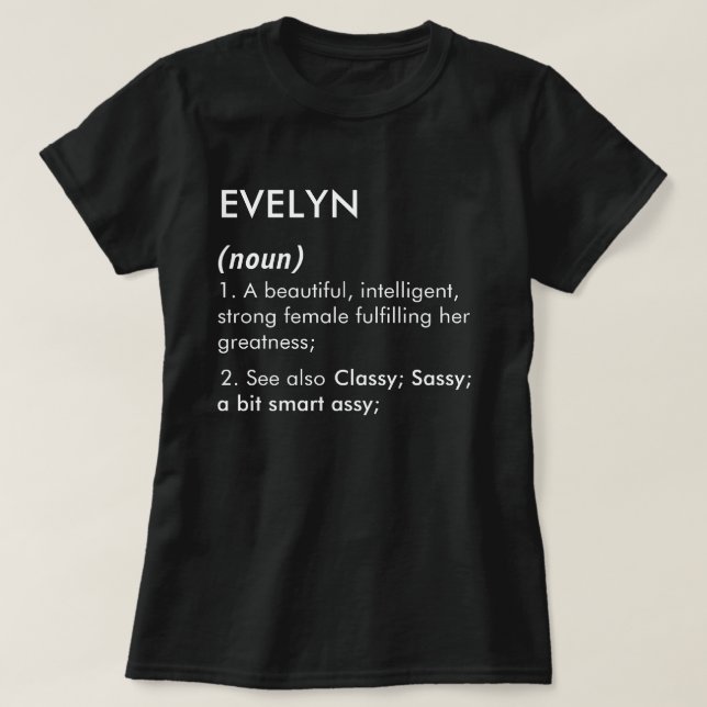 T-shirt Nom Evelyn, Nom modifiable, Nom personnalisé (Design devant)