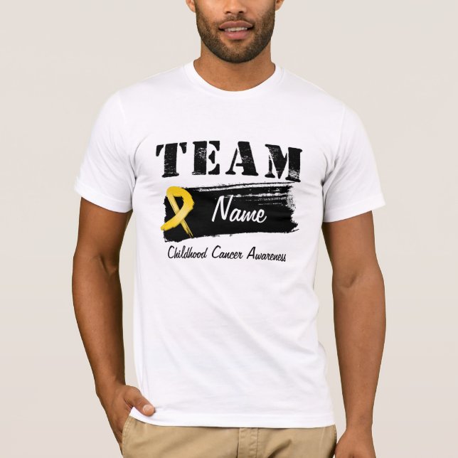 T-shirt Nom fait sur commande d'équipe - Cancer d'enfance (Devant)
