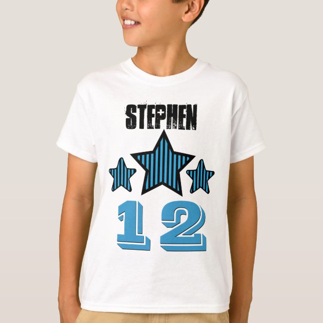 T-shirt Nom fait sur commande V02 de 12 d'anniversaire (Devant)