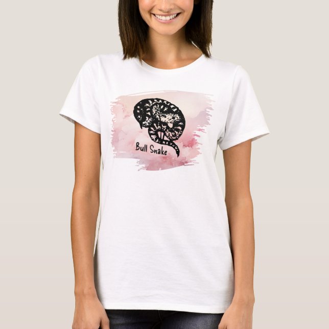 T-shirt Nom I Bite Bull Snake sur rose (Devant)