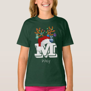 T-shirt Nom initial Famille de Noël correspondant