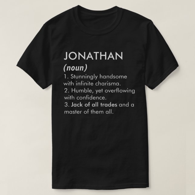 T-shirt Nom Jonathan, Nom modifiable, Nom personnalisé (Design devant)