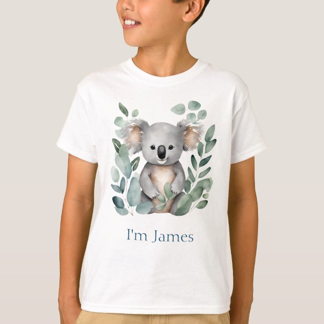 T-shirt Nom jumeau personnalisé Aquarelle Koala Ours (Devant)