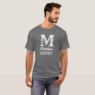 T-shirt Nom Masculine Monogramme Groom Mariage Gris