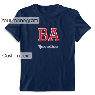 T-shirt Nom monographique personnalisé Texte Marine rouge 