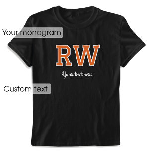 T-shirt Nom monographique personnalisé Texte orange noir