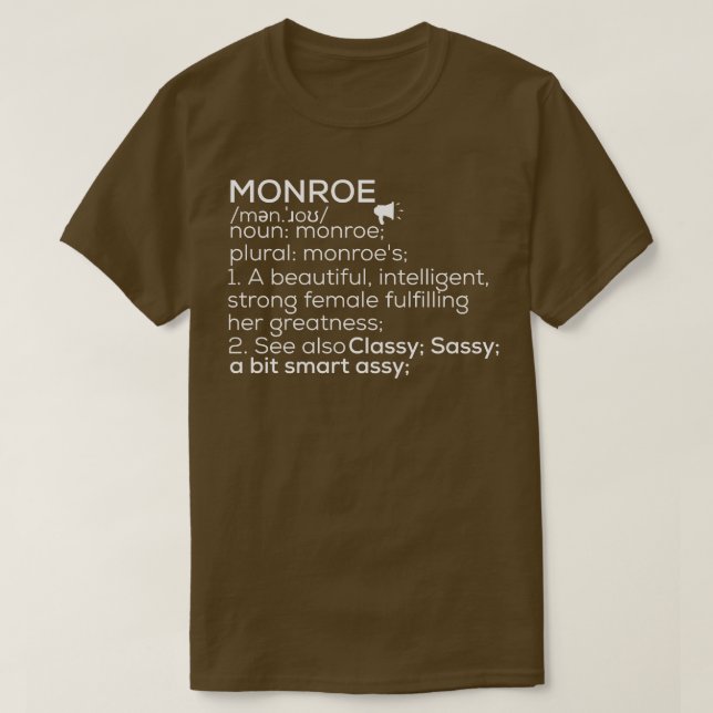 T-shirt Nom Monroe Définition Monroe Nom Femme M (Design devant)
