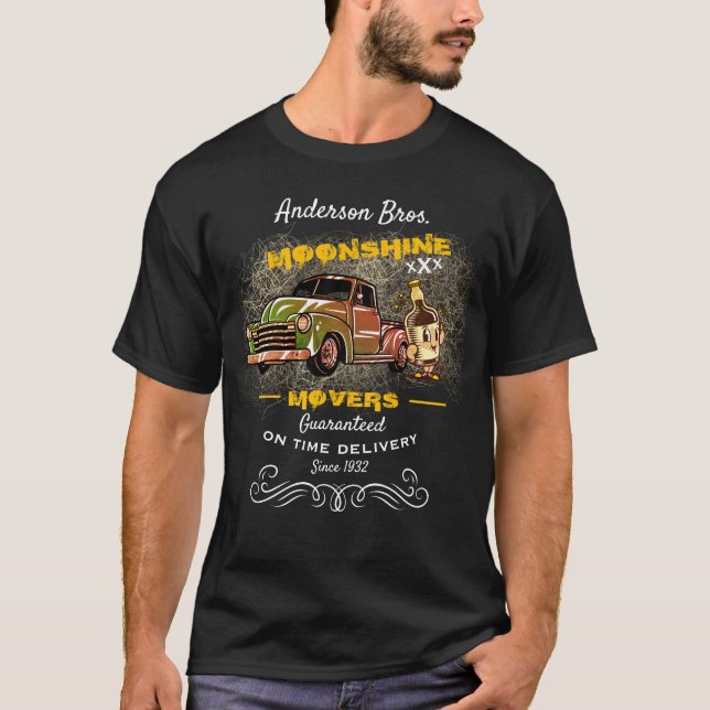 T-shirt Nom Moonshine Movers Chevy Pickup Bottle (Devant)