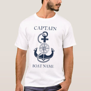 T-shirt Nom nautique du capitaine de bateau Ancre bleue