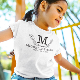 T-shirt Nom noir et blanc personnalisé Monogramme Age