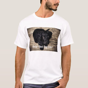 T-shirt Nom noir personnalisé de photo de chien de