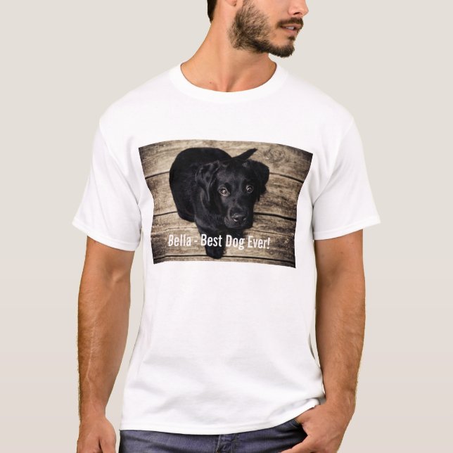 T-shirt Nom noir personnalisé de photo de chien de (Devant)