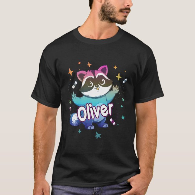 T-shirt Nom Oliver Avec Raccoon (Devant)