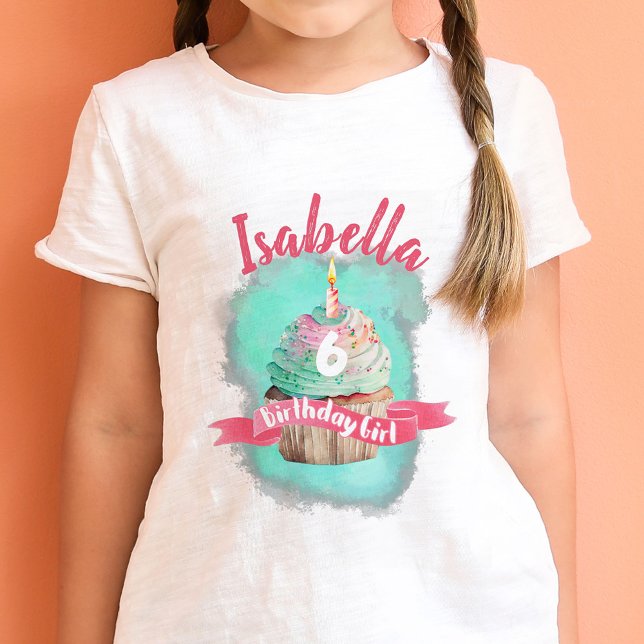 T-Shirt Nom personnalisable et âge Anniversaire Fille Cupc (Créateur téléchargé)